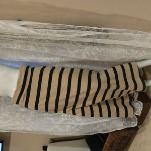 Fold Over High Waist Maxi Skirt Black and Tan